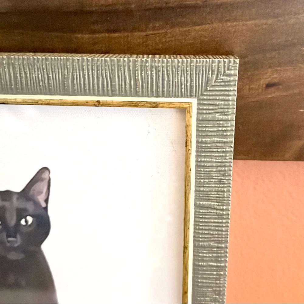 Black Cat in a Floral Teacup Quirky Animal Art Canvas Art Print Framed Wall Art